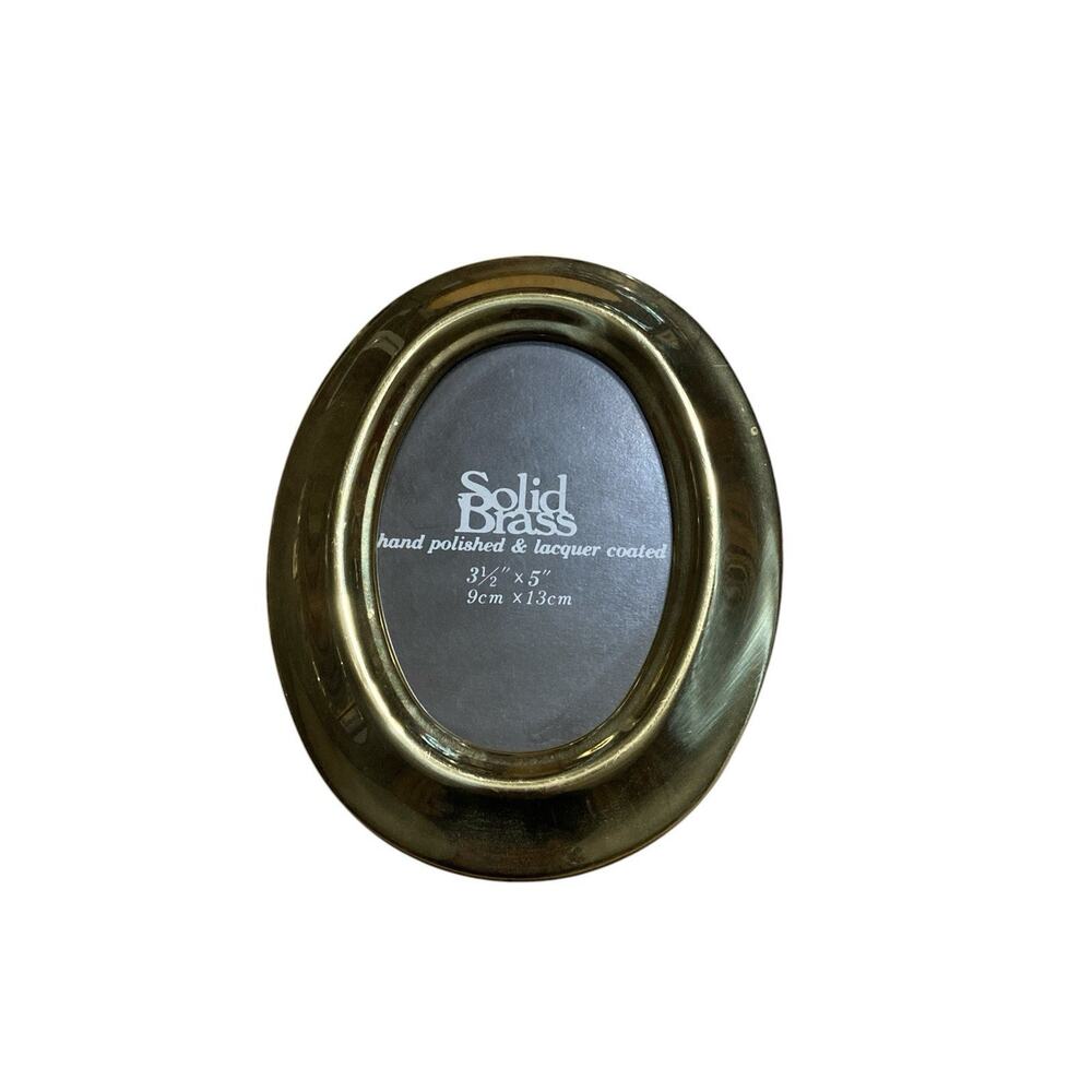 Vintage Solid Brass Oval Picture Frame 3.5” x 5” Hand Polished Lacquer‎ Coated